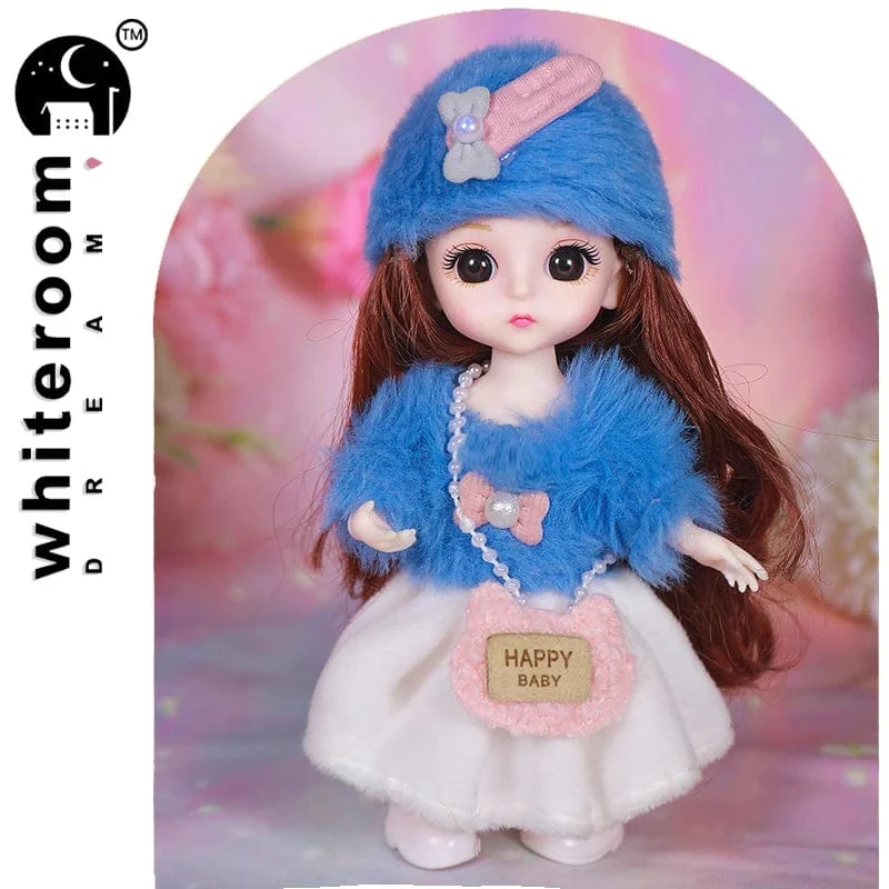 Puppe für Mädchen Spielzeug BJD Minipuppe 13 bewegliches Gelenk Baby 3D große Augen schöne DIY Spielzeugpuppe mit Kleidung verkleiden 1/12 Modepuppe