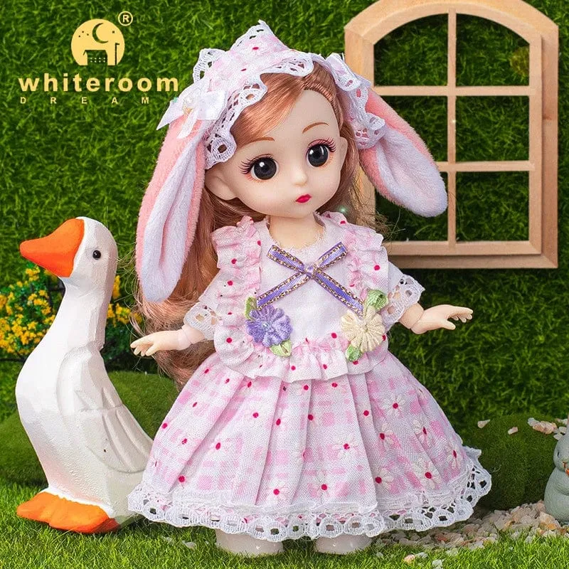 Puppe für Mädchen Spielzeug BJD Minipuppe 13 bewegliches Gelenk Baby 3D große Augen schöne DIY Spielzeugpuppe mit Kleidung verkleiden 1/12 Modepuppe