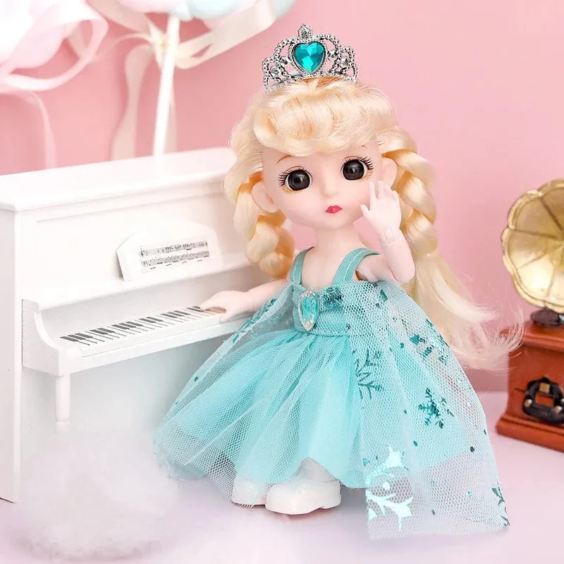 Puppe für Mädchen Spielzeug BJD Minipuppe 13 bewegliches Gelenk Baby 3D große Augen schöne DIY Spielzeugpuppe mit Kleidung verkleiden 1/12 Modepuppe