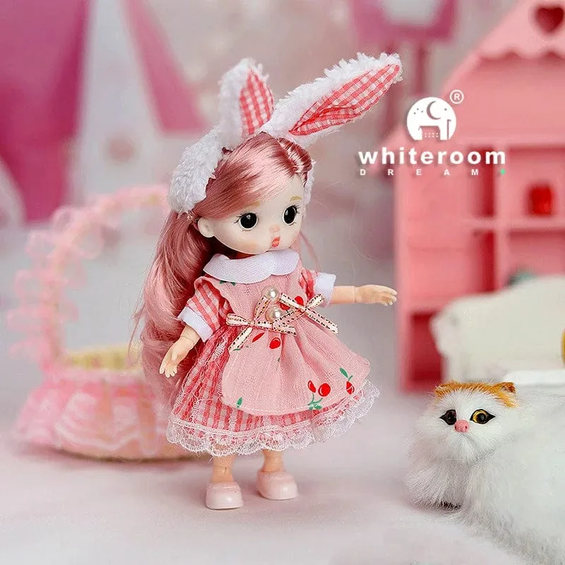 Puppe für Mädchen Spielzeug BJD Minipuppe 13 bewegliches Gelenk Baby 3D große Augen schöne DIY Spielzeugpuppe mit Kleidung verkleiden 1/12 Modepuppe