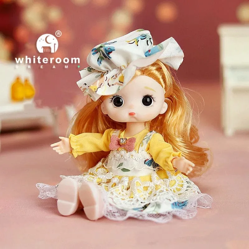 Puppe für Mädchen Spielzeug BJD Minipuppe 13 bewegliches Gelenk Baby 3D große Augen schöne DIY Spielzeugpuppe mit Kleidung verkleiden 1/12 Modepuppe