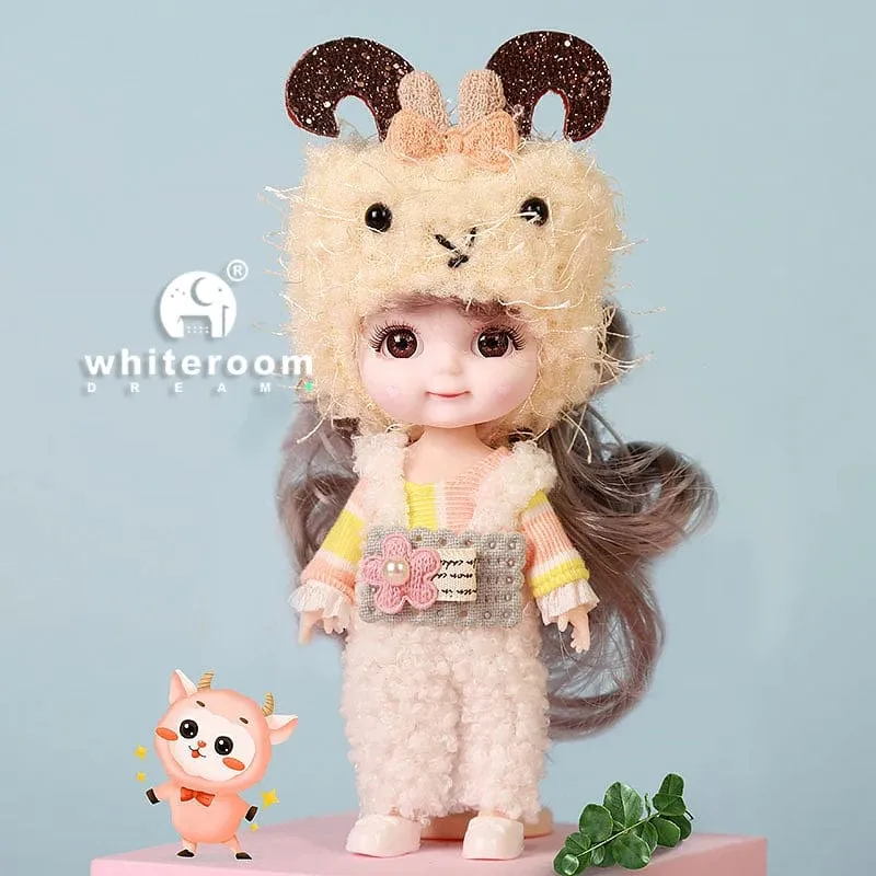 Ob11 BJD Puppe Mini Puppen Für Mädchen Tier Kleidung Zubehör 1/12 Spielzeug Baby 3D Große Augen Schöne DIY Spielzeug verkleiden Freies Geschenk