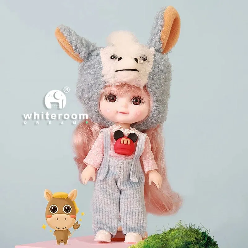 Ob11 BJD Puppe Mini Puppen Für Mädchen Tier Kleidung Zubehör 1/12 Spielzeug Baby 3D Große Augen Schöne DIY Spielzeug verkleiden Freies Geschenk