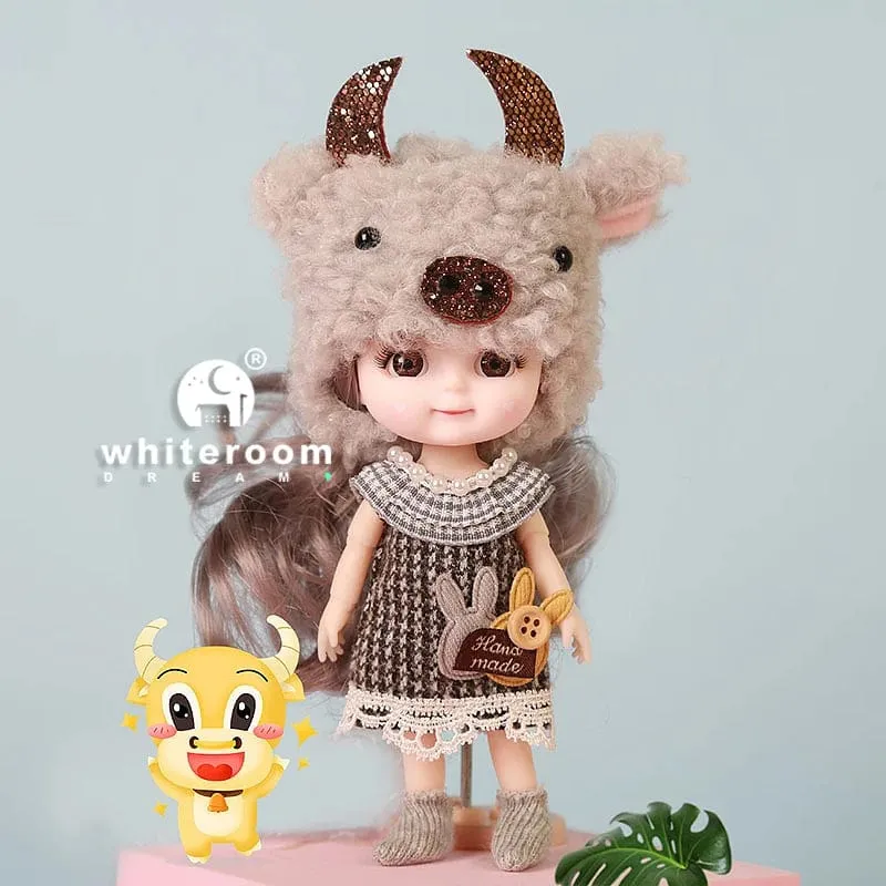 Ob11 BJD Puppe Mini Puppen Für Mädchen Tier Kleidung Zubehör 1/12 Spielzeug Baby 3D Große Augen Schöne DIY Spielzeug verkleiden Freies Geschenk