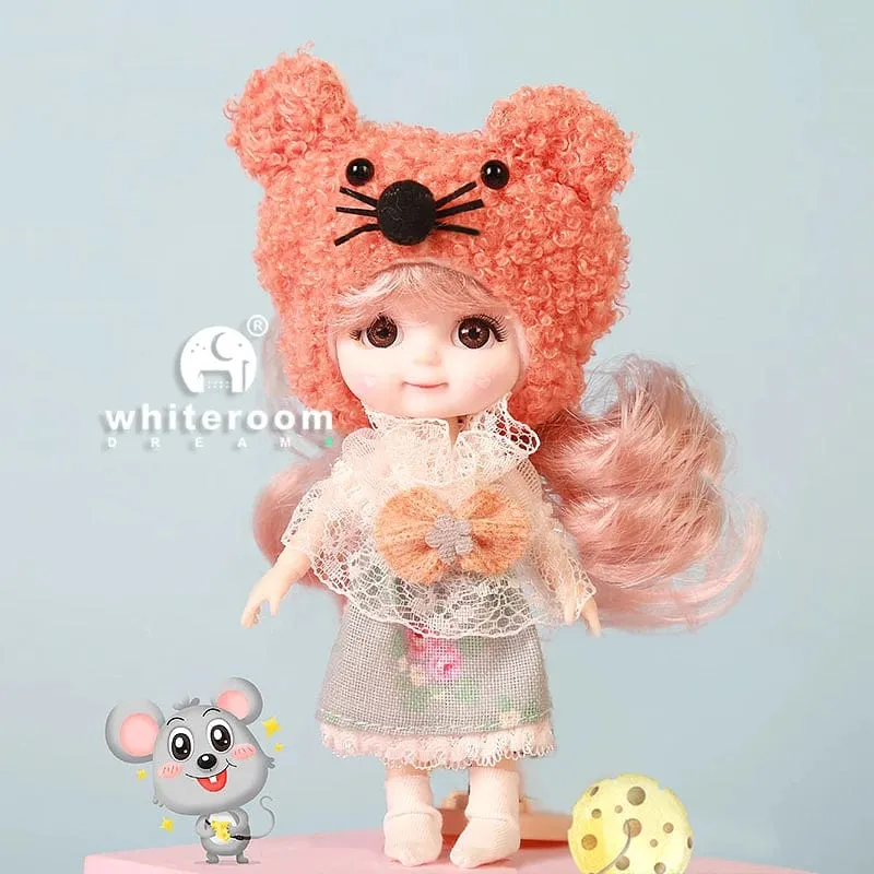 Ob11 BJD Puppe Mini Puppen Für Mädchen Tier Kleidung Zubehör 1/12 Spielzeug Baby 3D Große Augen Schöne DIY Spielzeug verkleiden Freies Geschenk