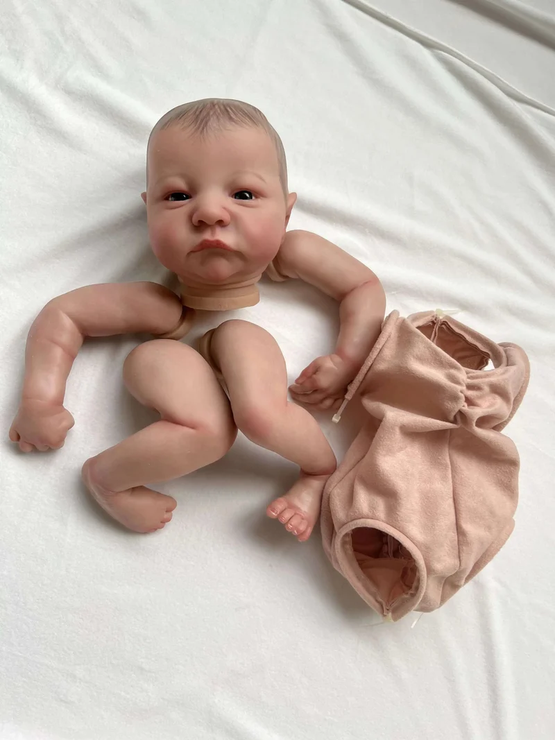 19 Zoll, bereits bemalte Puppenteile, Levi Awake, lebensechtes Baby, 3D-Malerei mit sichtbaren Adern, Stoffkörper inklusive