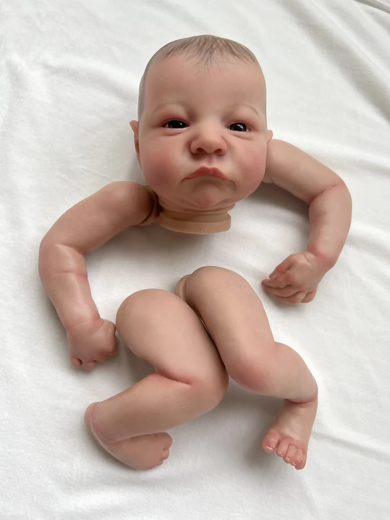 19 Zoll, bereits bemalte Puppenteile, Levi Awake, lebensechtes Baby, 3D-Malerei mit sichtbaren Adern, Stoffkörper inklusive