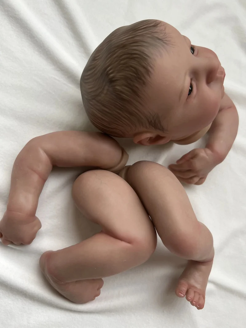 19 Zoll, bereits bemalte Puppenteile, Levi Awake, lebensechtes Baby, 3D-Malerei mit sichtbaren Adern, Stoffkörper inklusive
