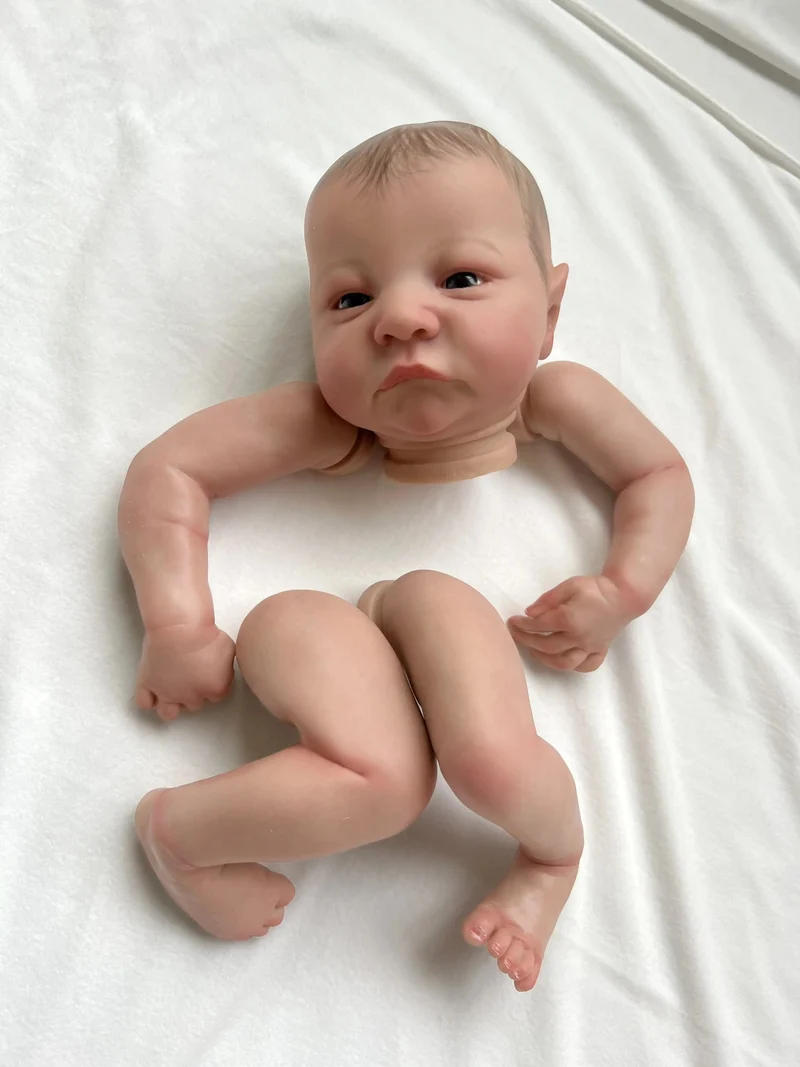 19 Zoll, bereits bemalte Puppenteile, Levi Awake, lebensechtes Baby, 3D-Malerei mit sichtbaren Adern, Stoffkörper inklusive