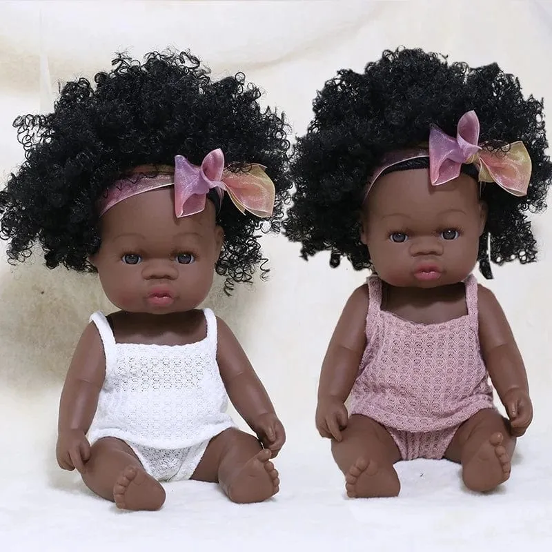 35 cm Neugeborene Reborn Afrikanische Puppe Baby Simulation Weiches Vinyl Kinder Lebensechte Spielzeug Weihnachten Geburtstag Spielzeug Puppen für Babys
