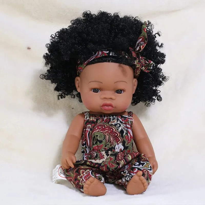 35 cm Neugeborene Reborn Afrikanische Puppe Baby Simulation Weiches Vinyl Kinder Lebensechte Spielzeug Weihnachten Geburtstag Spielzeug Puppen für Babys