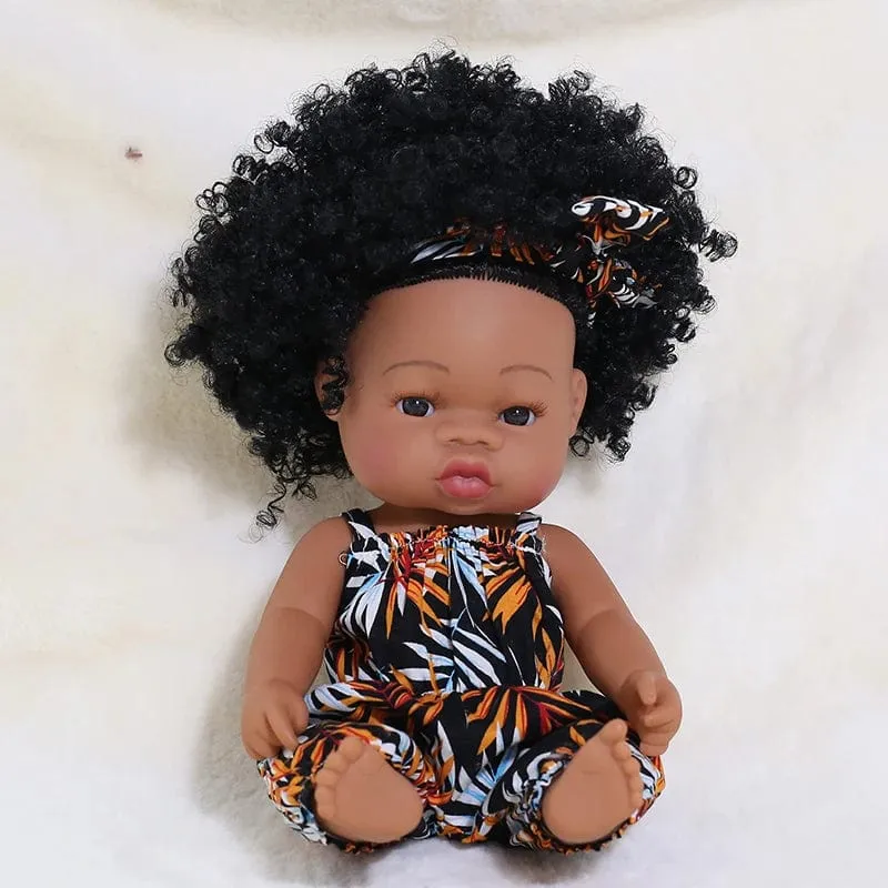35 cm Neugeborene Reborn Afrikanische Puppe Baby Simulation Weiches Vinyl Kinder Lebensechte Spielzeug Weihnachten Geburtstag Spielzeug Puppen für Babys