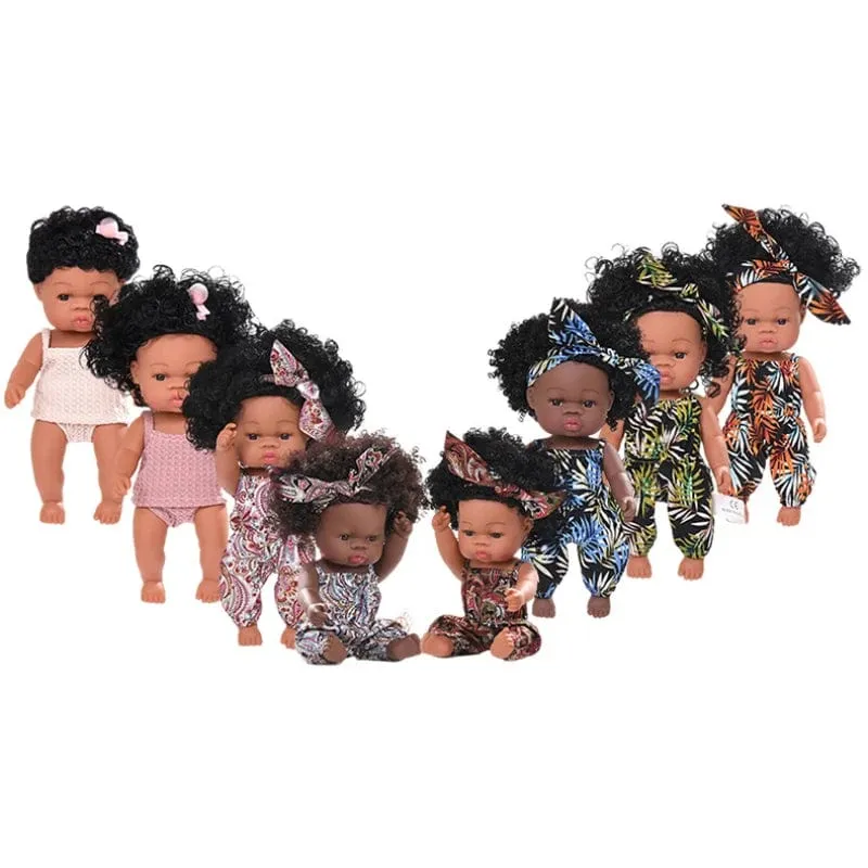 35 cm Neugeborene Reborn Afrikanische Puppe Baby Simulation Weiches Vinyl Kinder Lebensechte Spielzeug Weihnachten Geburtstag Spielzeug Puppen für Babys