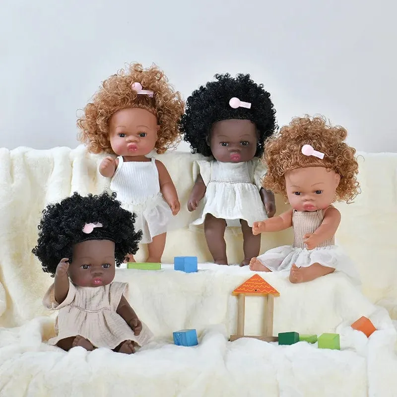 35 cm Neugeborene Reborn Afrikanische Puppe Baby Simulation Weiches Vinyl Kinder Lebensechte Spielzeug Weihnachten Geburtstag Spielzeug Puppen für Babys