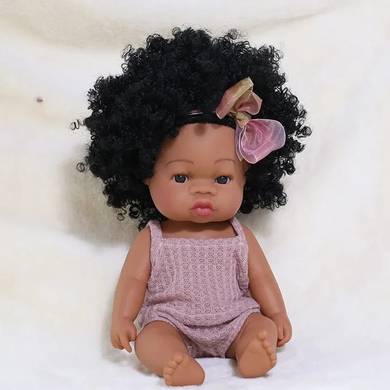 35 cm Neugeborene Reborn Afrikanische Puppe Baby Simulation Weiches Vinyl Kinder Lebensechte Spielzeug Weihnachten Geburtstag Spielzeug Puppen für Babys