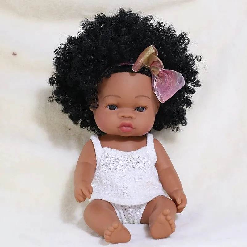 35 cm Neugeborene Reborn Afrikanische Puppe Baby Simulation Weiches Vinyl Kinder Lebensechte Spielzeug Weihnachten Geburtstag Spielzeug Puppen für Babys