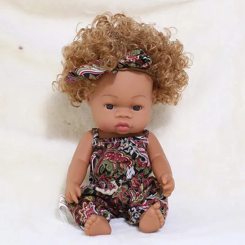35 cm Neugeborene Reborn Afrikanische Puppe Baby Simulation Weiches Vinyl Kinder Lebensechte Spielzeug Weihnachten Geburtstag Spielzeug Puppen für Babys