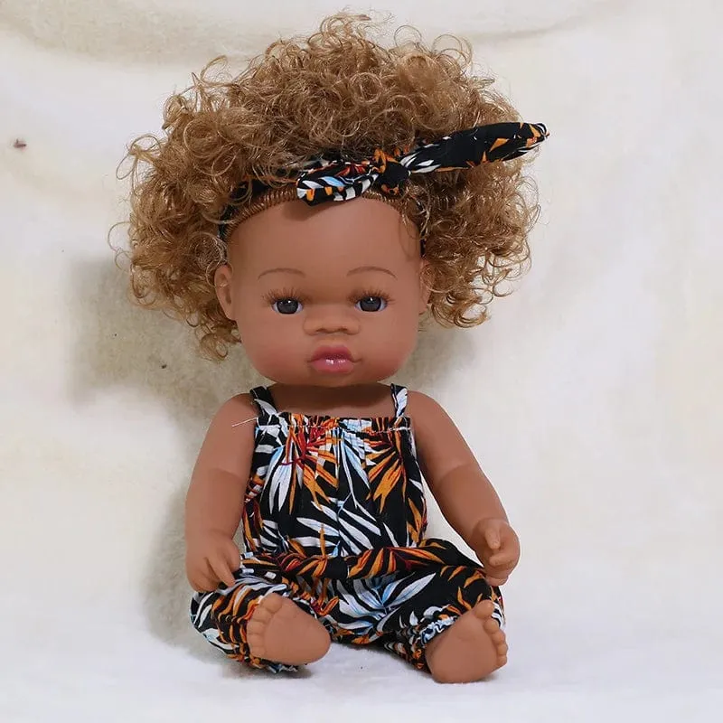 35 cm Neugeborene Reborn Afrikanische Puppe Baby Simulation Weiches Vinyl Kinder Lebensechte Spielzeug Weihnachten Geburtstag Spielzeug Puppen für Babys