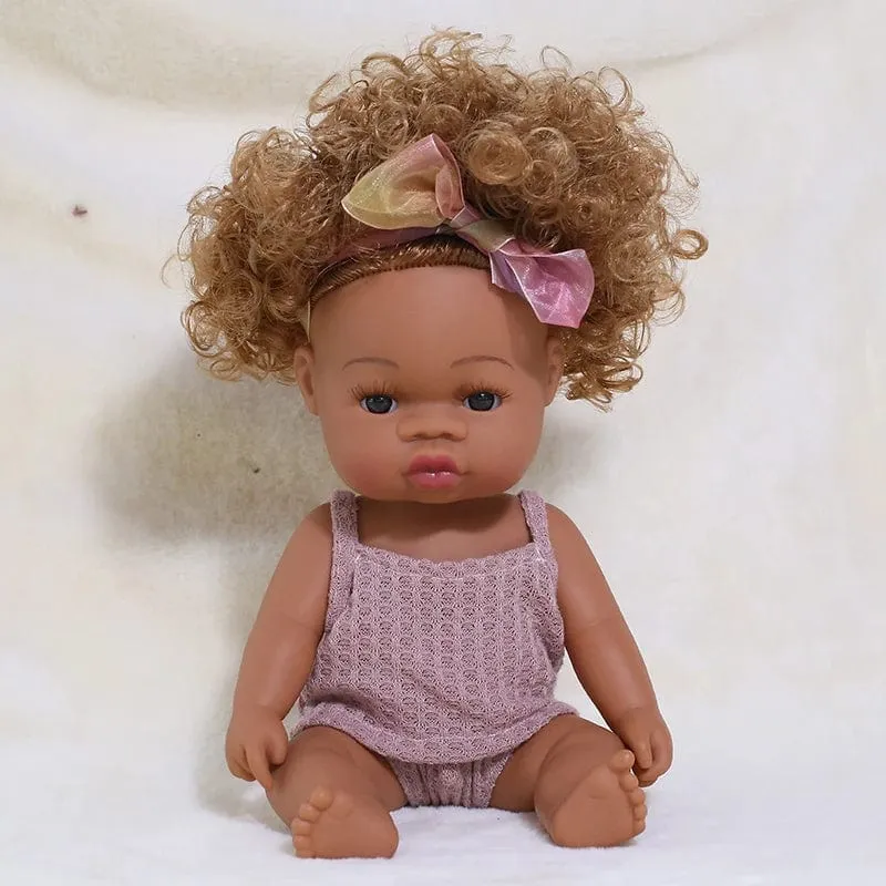 35 cm Neugeborene Reborn Afrikanische Puppe Baby Simulation Weiches Vinyl Kinder Lebensechte Spielzeug Weihnachten Geburtstag Spielzeug Puppen für Babys
