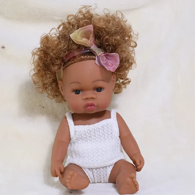 35 cm Neugeborene Reborn Afrikanische Puppe Baby Simulation Weiches Vinyl Kinder Lebensechte Spielzeug Weihnachten Geburtstag Spielzeug Puppen für Babys