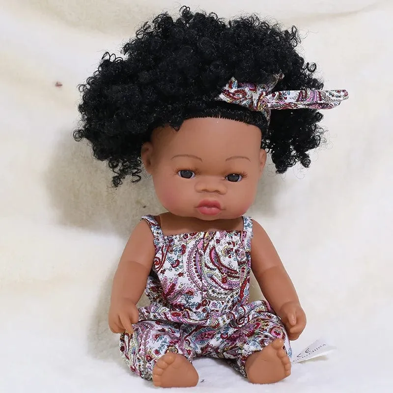 35 cm Neugeborene Reborn Afrikanische Puppe Baby Simulation Weiches Vinyl Kinder Lebensechte Spielzeug Weihnachten Geburtstag Spielzeug Puppen für Babys