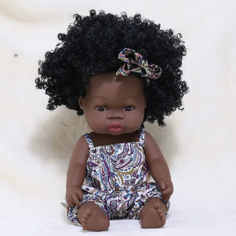 35 cm Neugeborene Reborn Afrikanische Puppe Baby Simulation Weiches Vinyl Kinder Lebensechte Spielzeug Weihnachten Geburtstag Spielzeug Puppen für Babys