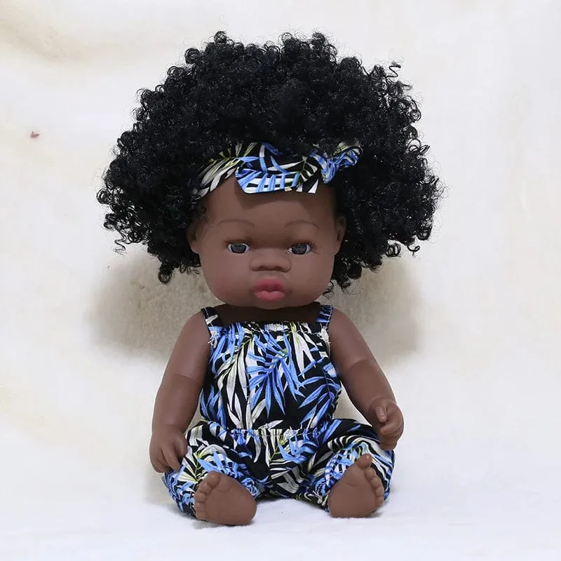 35 cm Neugeborene Reborn Afrikanische Puppe Baby Simulation Weiches Vinyl Kinder Lebensechte Spielzeug Weihnachten Geburtstag Spielzeug Puppen für Babys
