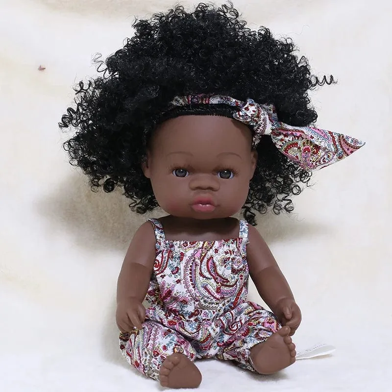 35 cm Neugeborene Reborn Afrikanische Puppe Baby Simulation Weiches Vinyl Kinder Lebensechte Spielzeug Weihnachten Geburtstag Spielzeug Puppen für Babys