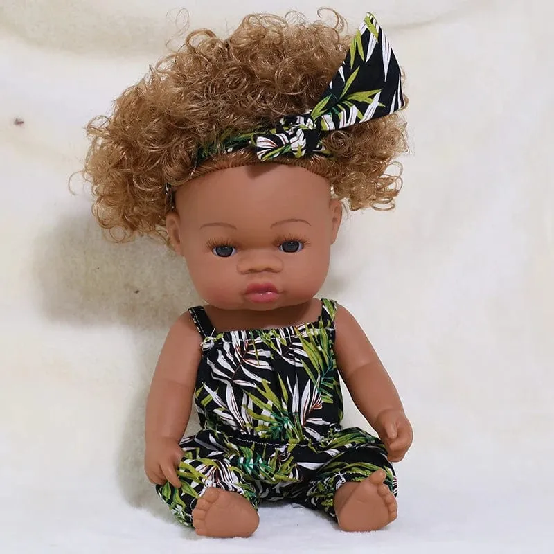 35 cm Neugeborene Reborn Afrikanische Puppe Baby Simulation Weiches Vinyl Kinder Lebensechte Spielzeug Weihnachten Geburtstag Spielzeug Puppen für Babys