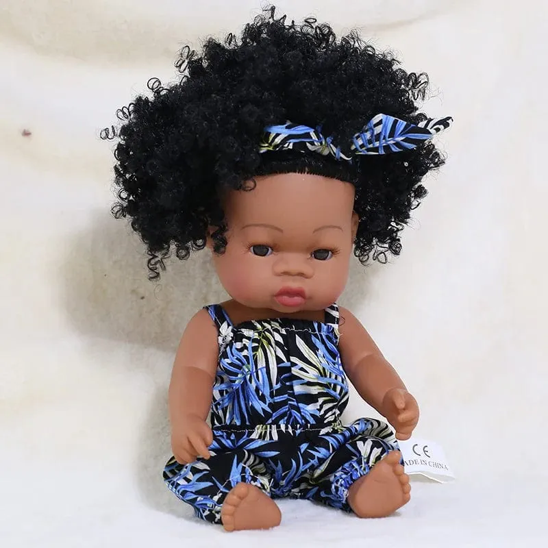 35 cm Neugeborene Reborn Afrikanische Puppe Baby Simulation Weiches Vinyl Kinder Lebensechte Spielzeug Weihnachten Geburtstag Spielzeug Puppen für Babys