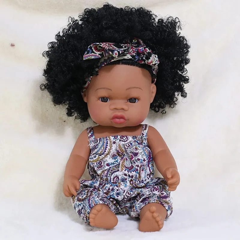 35 cm Neugeborene Reborn Afrikanische Puppe Baby Simulation Weiches Vinyl Kinder Lebensechte Spielzeug Weihnachten Geburtstag Spielzeug Puppen für Babys