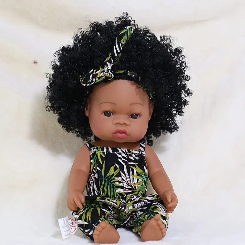 35 cm Neugeborene Reborn Afrikanische Puppe Baby Simulation Weiches Vinyl Kinder Lebensechte Spielzeug Weihnachten Geburtstag Spielzeug Puppen für Babys