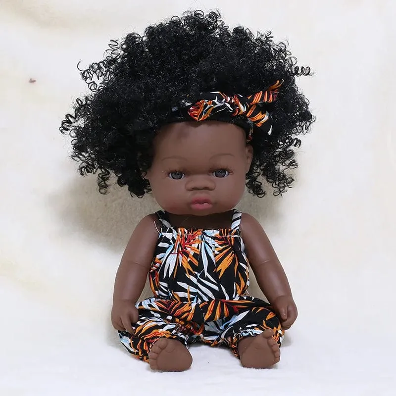 35 cm Neugeborene Reborn Afrikanische Puppe Baby Simulation Weiches Vinyl Kinder Lebensechte Spielzeug Weihnachten Geburtstag Spielzeug Puppen für Babys