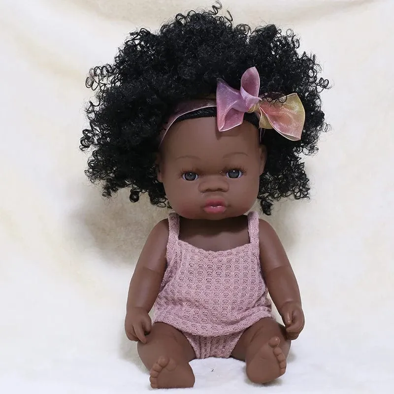 35 cm Neugeborene Reborn Afrikanische Puppe Baby Simulation Weiches Vinyl Kinder Lebensechte Spielzeug Weihnachten Geburtstag Spielzeug Puppen für Babys
