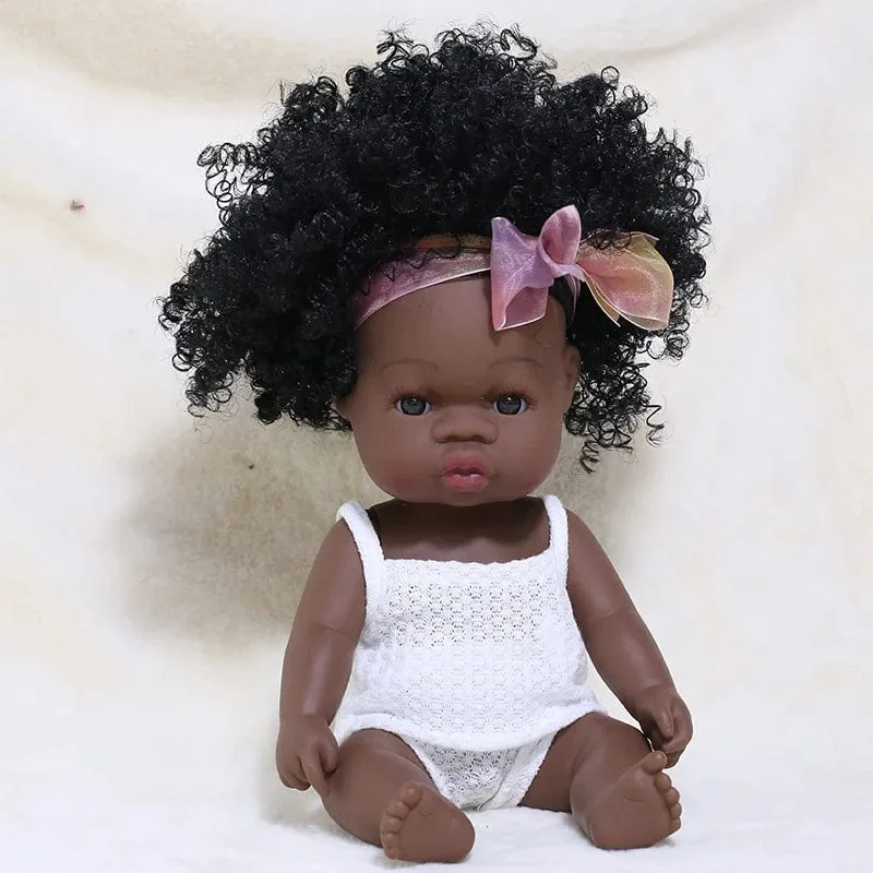 35 cm Neugeborene Reborn Afrikanische Puppe Baby Simulation Weiches Vinyl Kinder Lebensechte Spielzeug Weihnachten Geburtstag Spielzeug Puppen für Babys