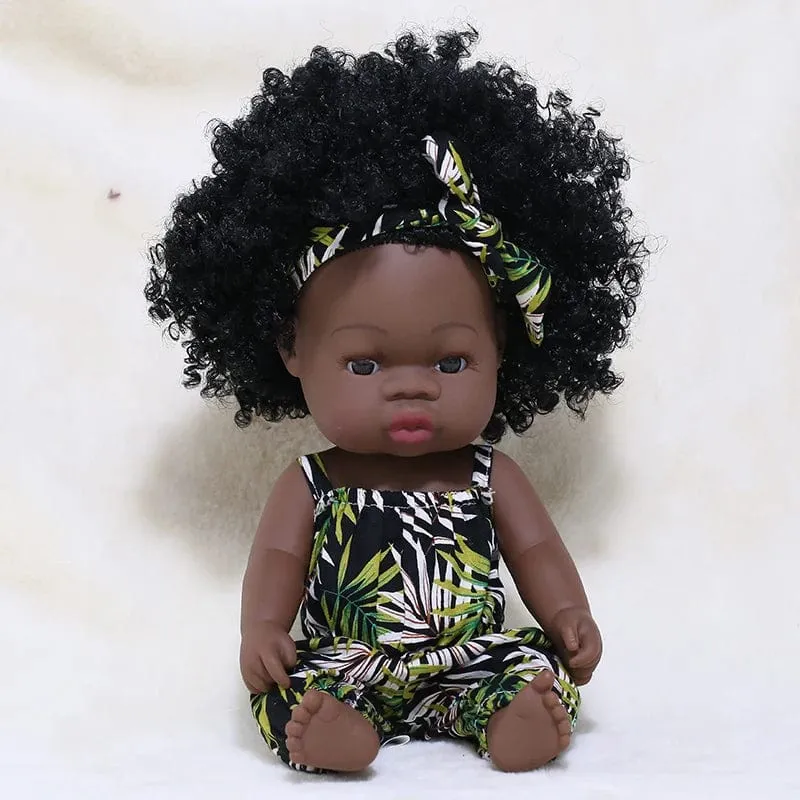 35 cm Neugeborene Reborn Afrikanische Puppe Baby Simulation Weiches Vinyl Kinder Lebensechte Spielzeug Weihnachten Geburtstag Spielzeug Puppen für Babys