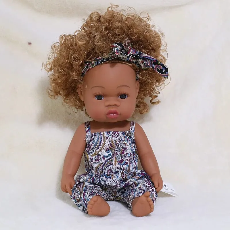 35 cm Neugeborene Reborn Afrikanische Puppe Baby Simulation Weiches Vinyl Kinder Lebensechte Spielzeug Weihnachten Geburtstag Spielzeug Puppen für Babys