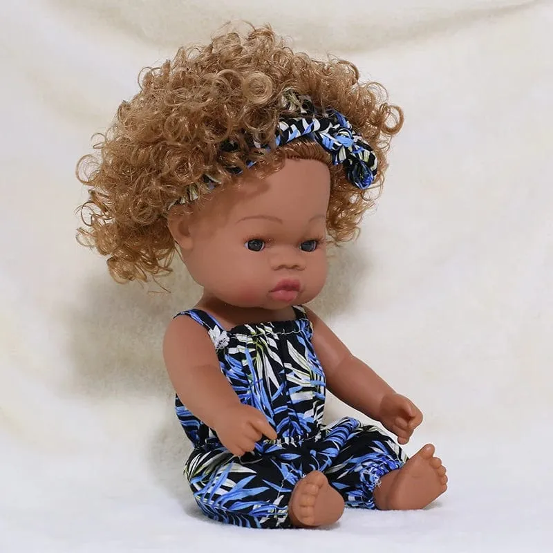 35 cm Neugeborene Reborn Afrikanische Puppe Baby Simulation Weiches Vinyl Kinder Lebensechte Spielzeug Weihnachten Geburtstag Spielzeug Puppen für Babys