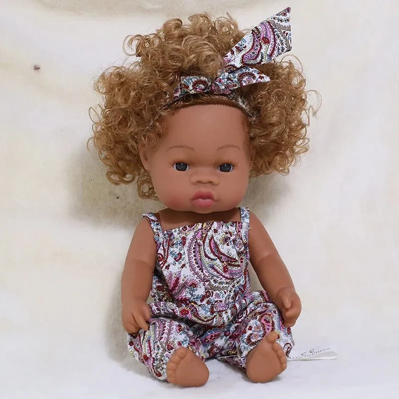 35 cm Neugeborene Reborn Afrikanische Puppe Baby Simulation Weiches Vinyl Kinder Lebensechte Spielzeug Weihnachten Geburtstag Spielzeug Puppen für Babys