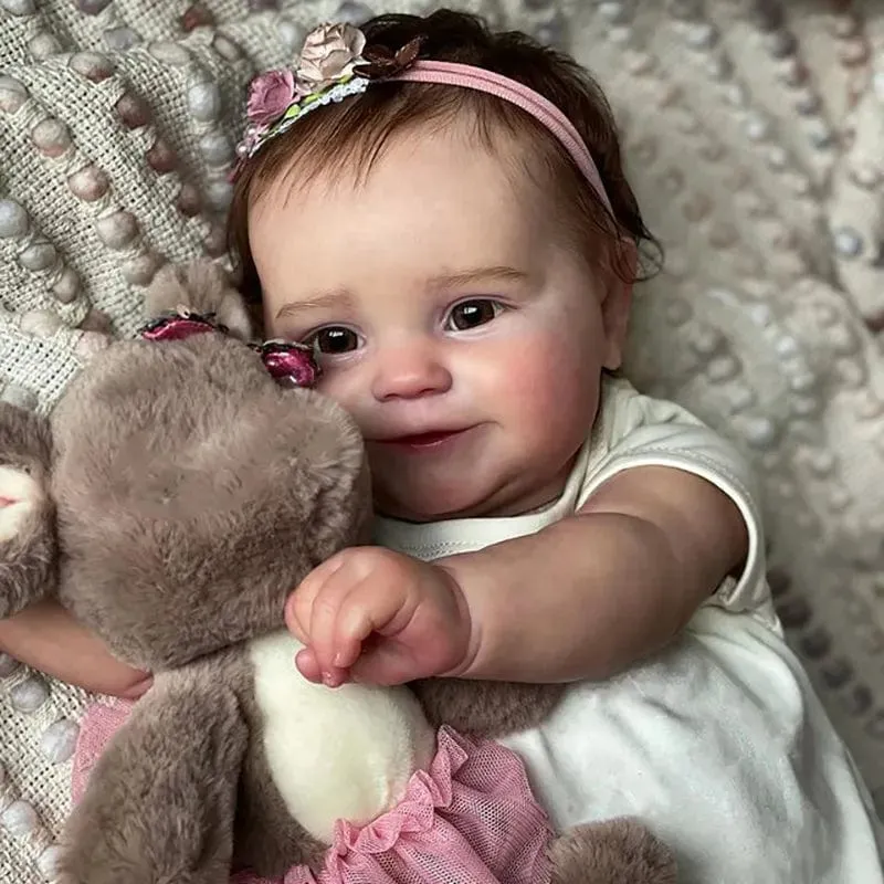 Maddie Vollsilikon-Vinylpuppe 20 Zoll Mädchen bemalte Neugeborenenpuppe mit verwurzeltem Haar als Weihnachtsgeschenk für Kinder Muñecas Reborn