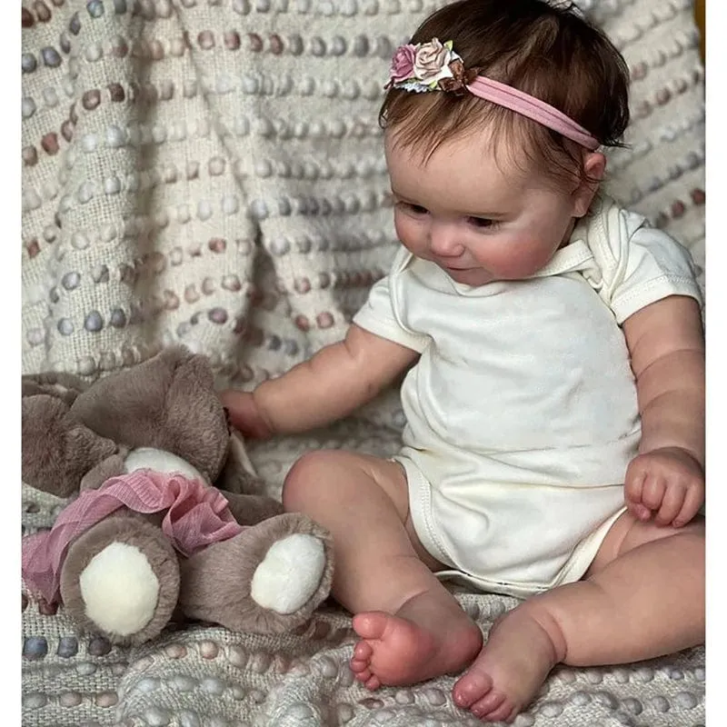 Maddie Vollsilikon-Vinylpuppe 20 Zoll Mädchen bemalte Neugeborenenpuppe mit verwurzeltem Haar als Weihnachtsgeschenk für Kinder Muñecas Reborn