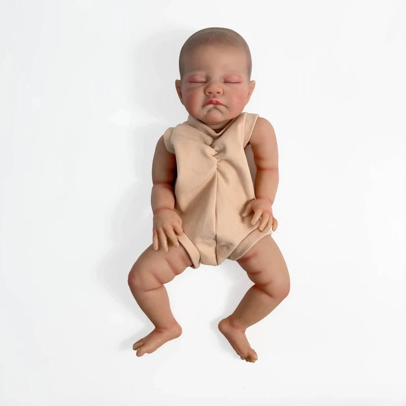 NPK 20 Zoll, bereits bemalte Reborn-Puppenteile, August, schlafendes Baby, 3D-Malerei mit sichtbaren Adern, Stoffkörper inklusive