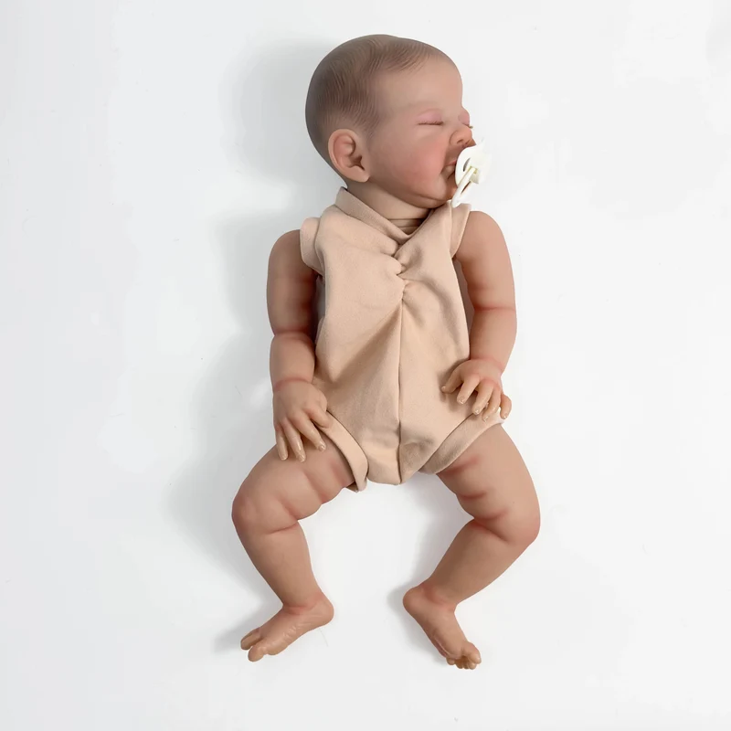 NPK 20 Zoll, bereits bemalte Reborn-Puppenteile, August, schlafendes Baby, 3D-Malerei mit sichtbaren Adern, Stoffkörper inklusive