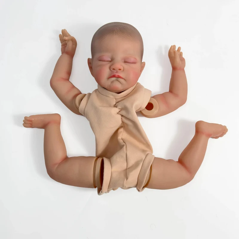 NPK 20 Zoll, bereits bemalte Reborn-Puppenteile, August, schlafendes Baby, 3D-Malerei mit sichtbaren Adern, Stoffkörper inklusive