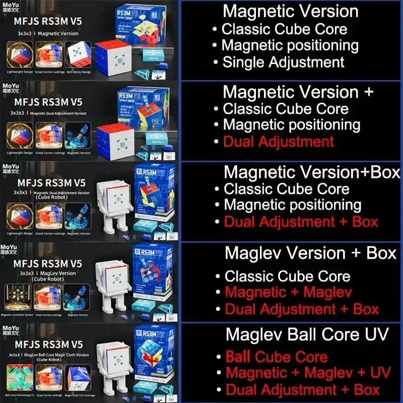 MoYu RS3M V5 3X3 Magnetischer Magic Speed ​​Cube Professionelles Zappelspielzeug RS3 M 2023 V5 Cubo Magico Puzzle