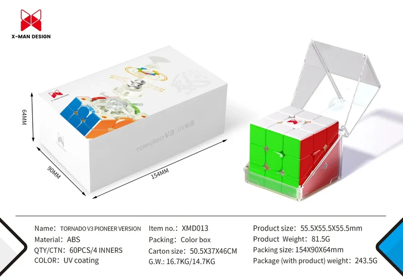 Qiyi X-Man Tornado V3 M Pioneer UV Magnetischer Magic Speed ​​Cube Stickerless XMD Tornado V3M Zappelspielzeug Cubo Magico Puzzle