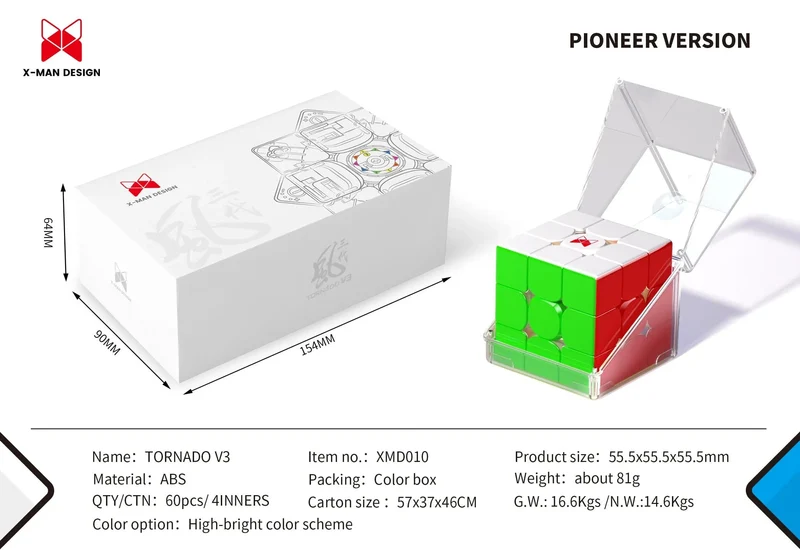 Qiyi X-Man Tornado V3 M Pioneer UV Magnetischer Magic Speed ​​Cube Stickerless XMD Tornado V3M Zappelspielzeug Cubo Magico Puzzle