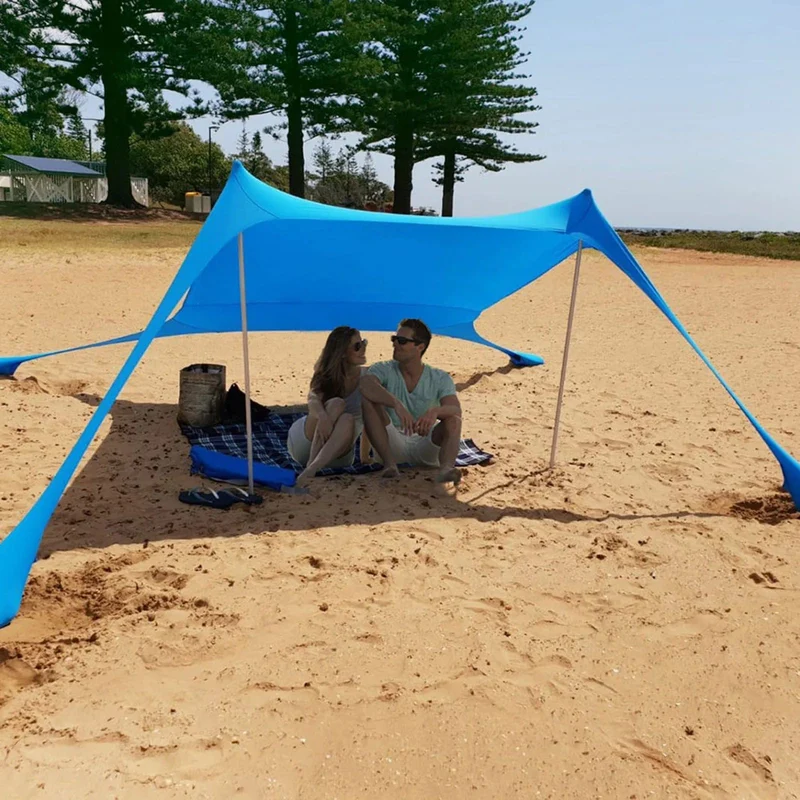 Outdoor-Strandzelt Sonnenschutz Camping Shades Zelte Winddichte einteilige Strandüberdachungszelte UPF50+ Tragbares Familienzelt für Bea