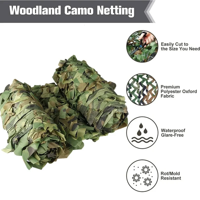 Yeahmart 3 x 5 m/4 x 6 m Jagd-Militär-Tarnnetze Woodland Army-Trainings-Tarnnetz Autoabdeckungen Schatten Camping Sonnenschutz