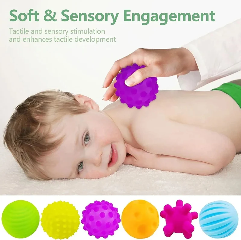 Sensorische Bälle für Babys, sensorisches Babyspielzeug, 1 bis 2 Jahre alt, Aktivität, strukturierter Multi-Softball, Montessori-Spielzeug für Babys von 6–12 Monaten